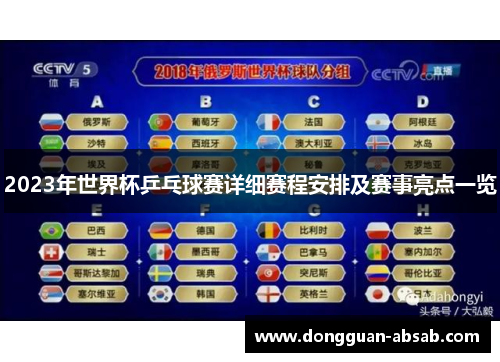 2023年世界杯乒乓球赛详细赛程安排及赛事亮点一览
